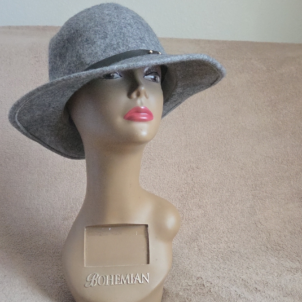 Gray Wool Fedora Hat - image 1
